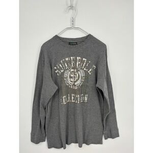 Southpole Shirt Mens XXL Gray Waffle Knit Thermal Y2K Long Sleeve Crewneck